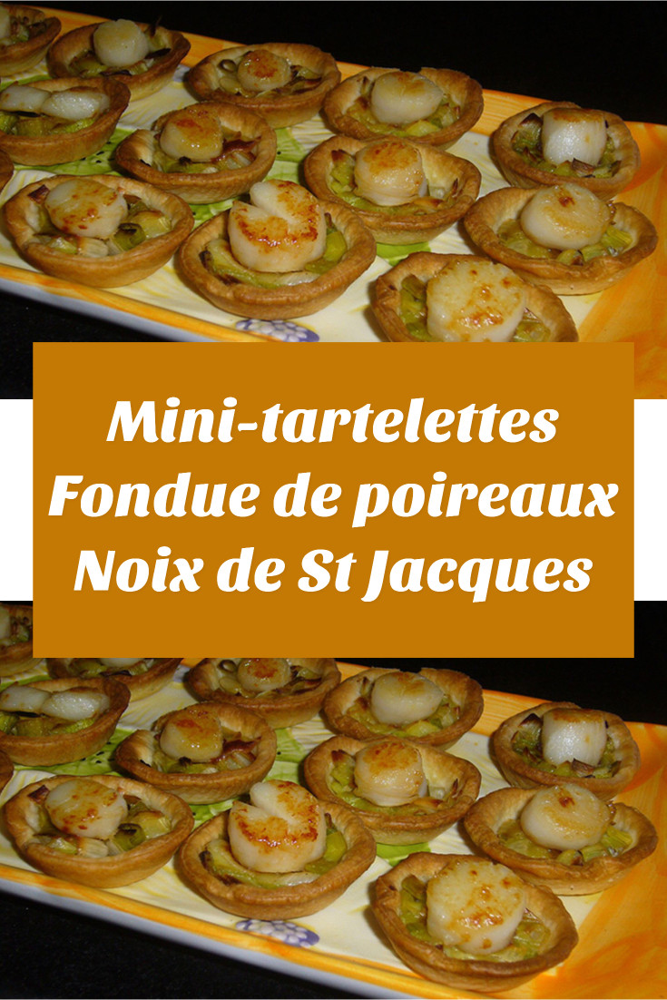 Mini-tartelettes Fondue de poireaux Noix de St Jacques